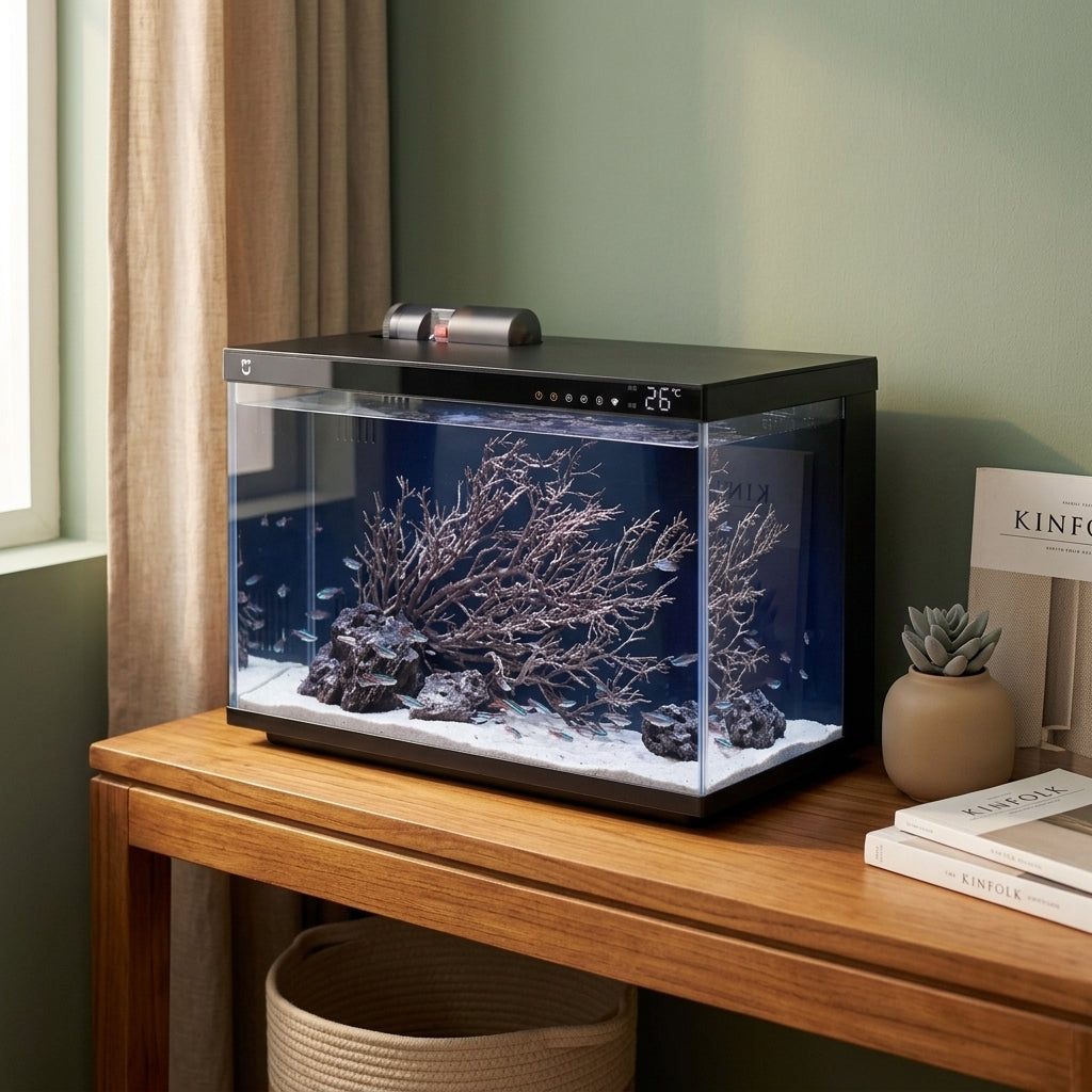 Aquarium Connecté Onyx - Eau Douce 32L (Nourrissage Auto)