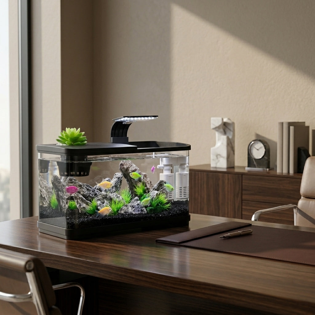 Aquarium de Bureau LED avec Filtration Silencieuse