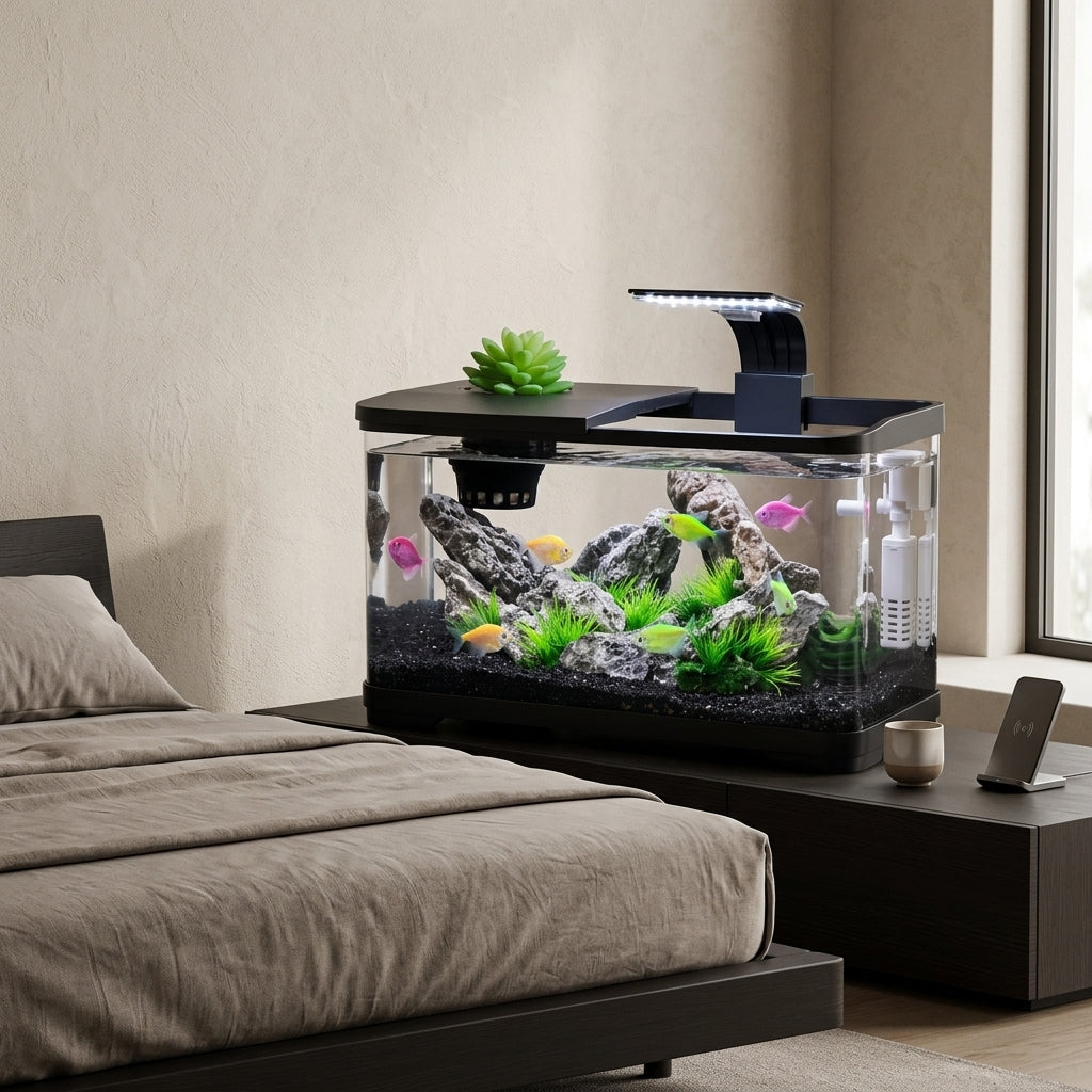 Aquarium de Bureau LED avec Filtration Silencieuse