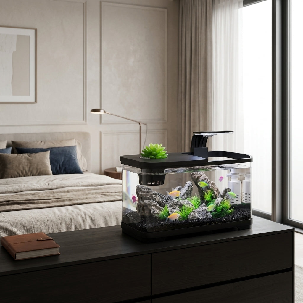 Aquarium de Bureau LED avec Filtration Silencieuse