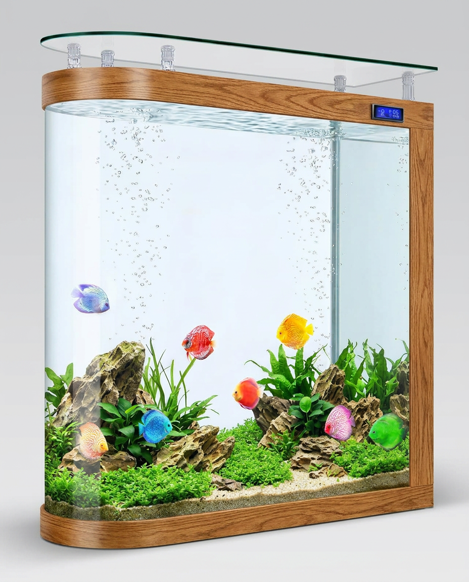 Aquarium Sakura finition meuble bois naturel